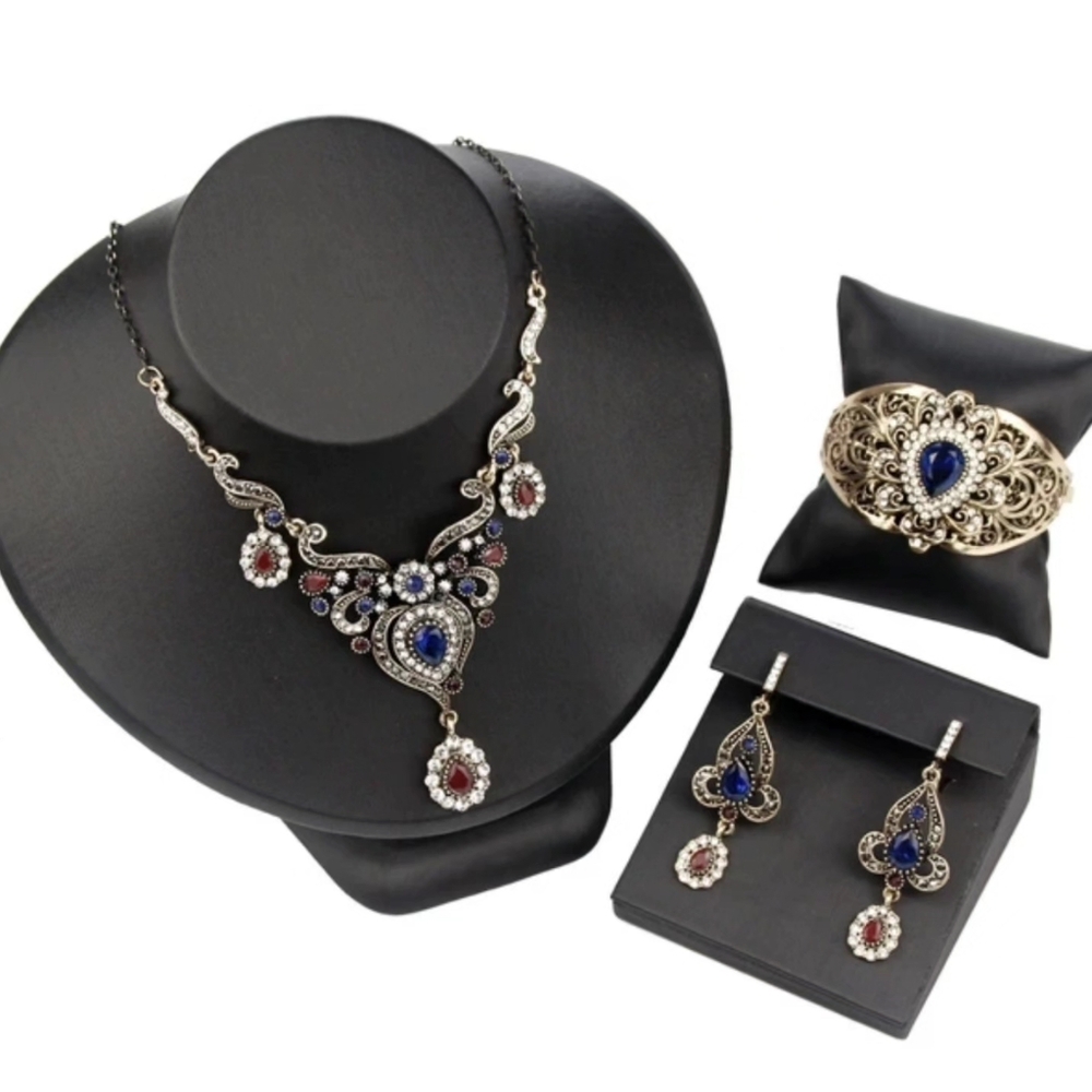 Turkish Vintage Loking JewelrySet for Women,NEW,2Pcs,Ancient,Wedding, Bridal Set - Picture 13 of 17